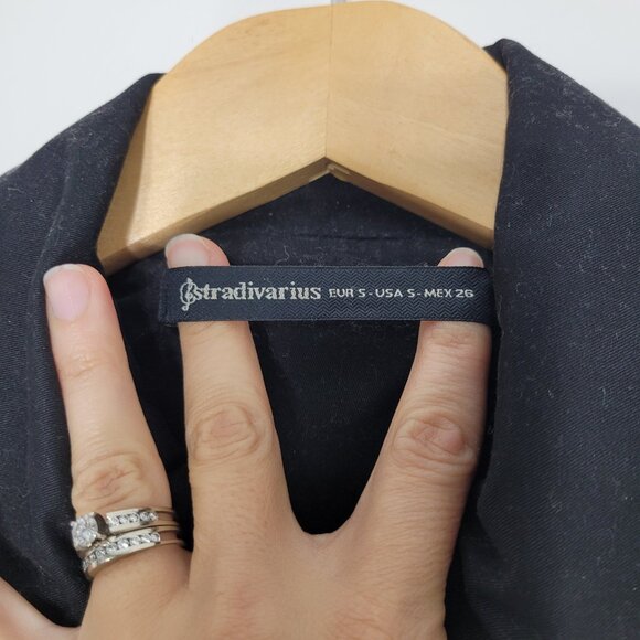 Stradivarius Women's Black Long Sleeve Double Breasted Trench Coats Size Small - Picture 8 of 12